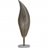 Savoy Champagne Gold Aluminium Feather Sculpture on White Marble Base by Libra