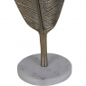 Savoy Champagne Gold Aluminium Feather Sculpture on White Marble Base by Libra