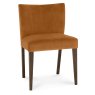 Pair of Turin Dark Oak Low Back Upholstered Chairs (Harvest Pumpkin Velvet) by Bentley Designs