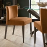 Pair of Turin Dark Oak Low Back Upholstered Chairs (Harvest Pumpkin Velvet) by Bentley Designs