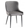 Pair of Cezanne Dining Chairs (Dark Grey Faux Leather / Black Leg) by Bentley Designs