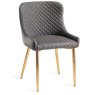 Cezanne Dining Chairs (Dark Grey Faux Leather / Matt Gold Leg)