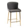 Cezanne Bar Stools (Dark Grey Faux Leather / Matt Gold Leg)
