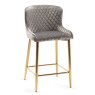 Cezanne Bar Stools (Grey Velvet / Matt Gold Leg)