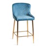 Cezanne Bar Stools (Petrol Blue Velvet / Matt Gold Leg)