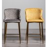 Cezanne Bar Stools (Petrol Blue Velvet / Matt Gold Leg)