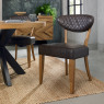 Pair of Ellipse Rustic Oak Upholstered Chairs (Old West Vintage Fabric) by Bentley Designs