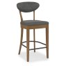 Ellipse Rustic Oak Bar Stools (Dark Grey Fabric)