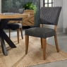 Pair of Logan Rustic Oak Upholstered Chairs (Dark Grey Fabric) by Bentley Designs