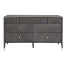 Leotta 7 Drawer Wide Chest (Ebony) with Ribbed Top Drawers by Vida Living