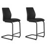 Pair of Vista Counter Stools (Black Faux Leather)