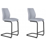 Pair of Vista Counter Stools (Silver Faux Leather)