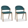 Pair of Regent Rustic Oak Dining Chairs (Azure Velvet) by Bentley Designs