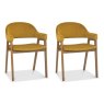 Pair of Regent Rustic Oak Dining Armchairs (Mustard Velvet) by Bentley Designs