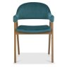 Regent Rustic Oak Dining Armchairs (Azure Velvet) by Bentley Designs