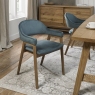 Regent Rustic Oak Dining Armchairs (Azure Velvet) by Bentley Designs