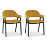 Regent Peppercorn Dining Armchairs (Mustard Velvet) by Bentley Designs