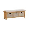 Queensbury Oak Hall Bench with Baskets Queensbury Oak Hall Bench with Baskets