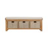 Queensbury Oak Hall Bench with Baskets Queensbury Oak Hall Bench with Baskets