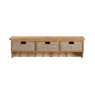 Queensbury Oak Wall Shelf with Hooks & Baskets Queensbury Oak Wall Shelf with Hooks & Baskets