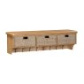 Queensbury Oak Wall Shelf with Hooks & Baskets Queensbury Oak Wall Shelf with Hooks & Baskets