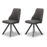 Pair of Austin Dining Chairs (Dark Grey Faux Leather) by Kesterport