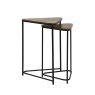Set Of 2 Black Metal Nesting tables With Brown Top