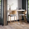 Luma Rustic Oak Bar Stool - Grey Fabric