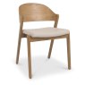 Pair of Luma Rustic Oak Ply Back Dining Chairs - Ivory Bonded Leather