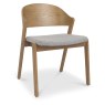 Pair of Luma Rustic Oak Ply Back Dining Chairs - Grey Fabric