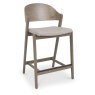 Luma Grey Oiled Oak Bar Stool - Grey Bonded Leather