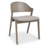 Pair of Luma Grey Oiled Oak Ply Back Dining Chairs - Grey Bonded Leather
