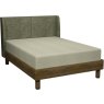 Luma Knotty Oak & Weathered Oak Super King Upholstered Bedframe - Pearl Velvet Fabric