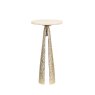 60cm Textured Gold Metal Side Table with Cream Travertine Marble Top