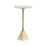Ella Gold Metal Side Table with Cream Travertine Marble Top