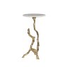 55cm Gold Metal Accent Table with White Marble Top