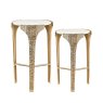 Ella Set of 2 Gold Metal Side Table with White Marble Top