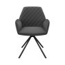 Pair of Lina Swivel Dining Chairs (Grey Faux Leather) Pair of Lina Swivel Dining Chairs (Grey Faux Leather)