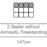 Kingsley 2 Seater without Armrests - Free-Standing (147cm) by 3C Candy