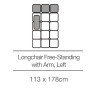 Kingsley Free-Standing Longchair with Armrest Left (113cm x 178cm) by 3C Candy