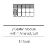 Kingsley 2 Seater Module with Armrest - Left (145cm) by 3C Candy