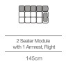 Kingsley 2 Seater Module with Armrest - Right (145cm) by 3C Candy