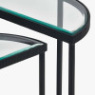 Marazzi S/2 Bevelled Glass & Black Metal Half Moon Side Tables Marazzi S/2 Bevelled Glass & Black Metal Half Moon Side Tables