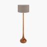 Toma Oiled Wood Tall Neck Floor Lamp With Edward Shade