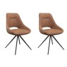 Pair of Cerutti Tan Swivel Dining Chairs