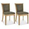 Pair of Chester Oak Upholstered Dining Chairs - Mocha Fabric by Bentley Designs
