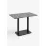 Brest 120 x 75cm Bar Table (92cm High) - Marble Light Grey Top & Black Frame - by Habufa