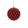 8cm Flock Cross Bauble- Wine
