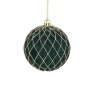 8cm Flock Cross Bauble Green