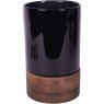 Noir Glass Hurricane With Wooden Base 20.5cm